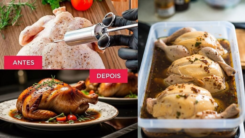 Como temperar frango para vender Aplicação de tempero em frango assado para venda